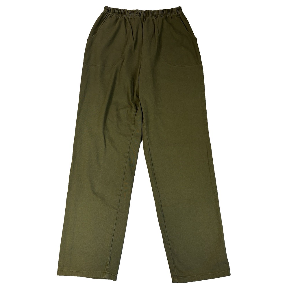 Denim & Co. Women's S Olive Green Pull On Ankle Pants Elastic Waist Smart Casual